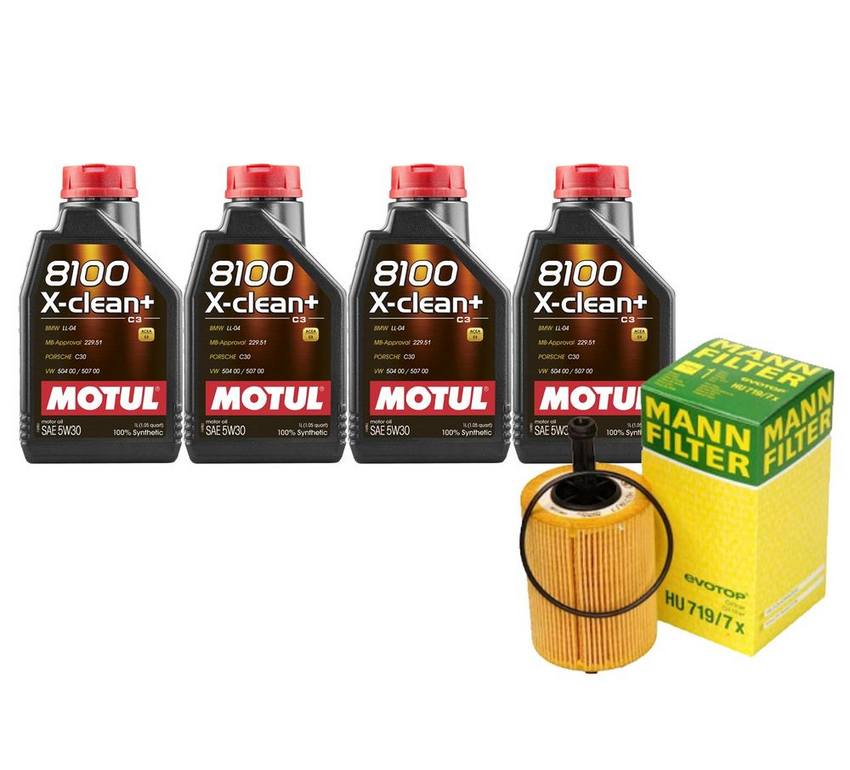 Audi Engine Oil Change Kit - Motul 071115562C (5W-30) (X-CLEAN+ 8100)